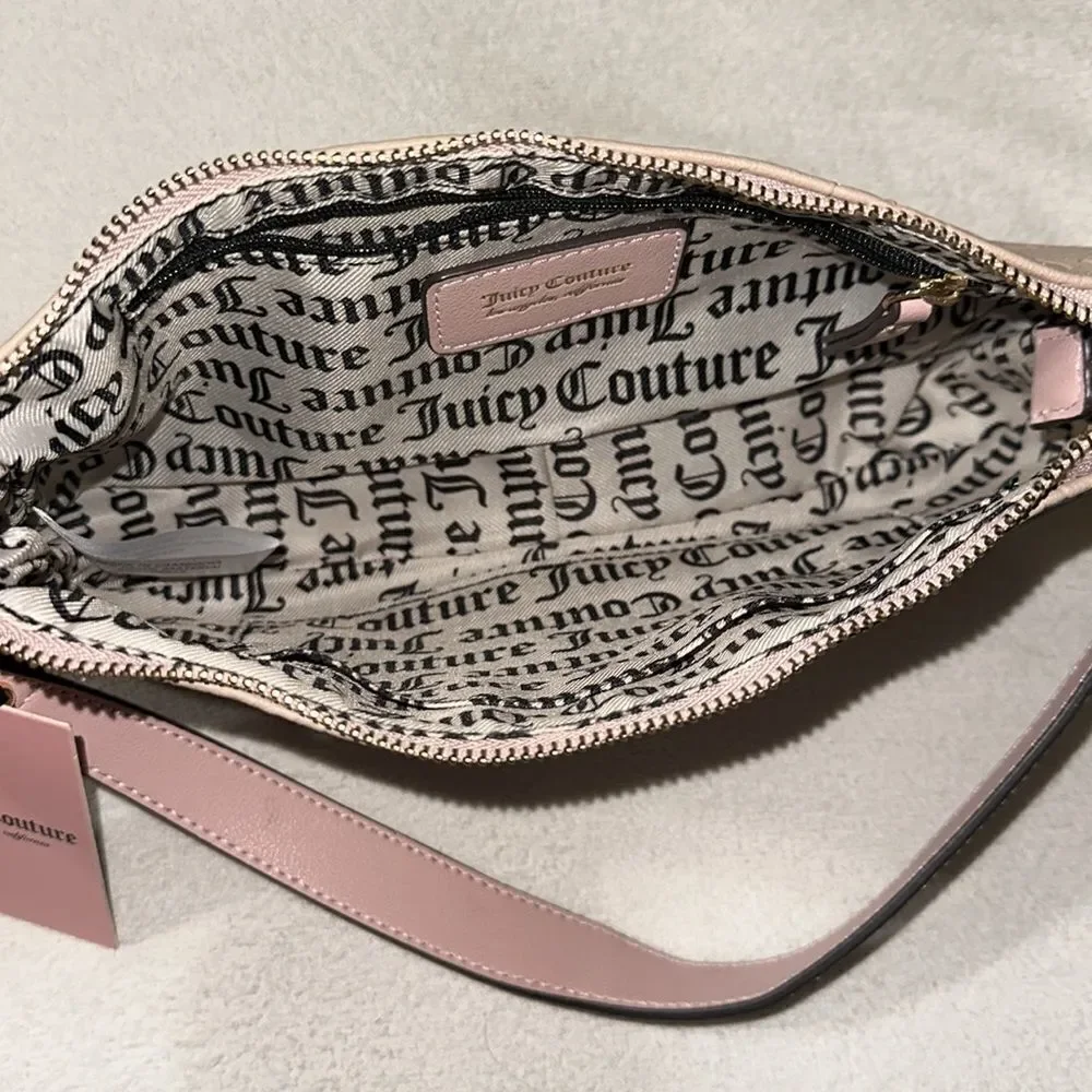 JC Tan Blush Pink White Tooled Logo Faux Leather Hobo Bag Purse